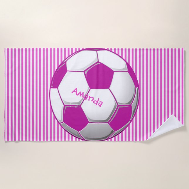 Soccer Ball Stripes Design Beach Towel (Front)