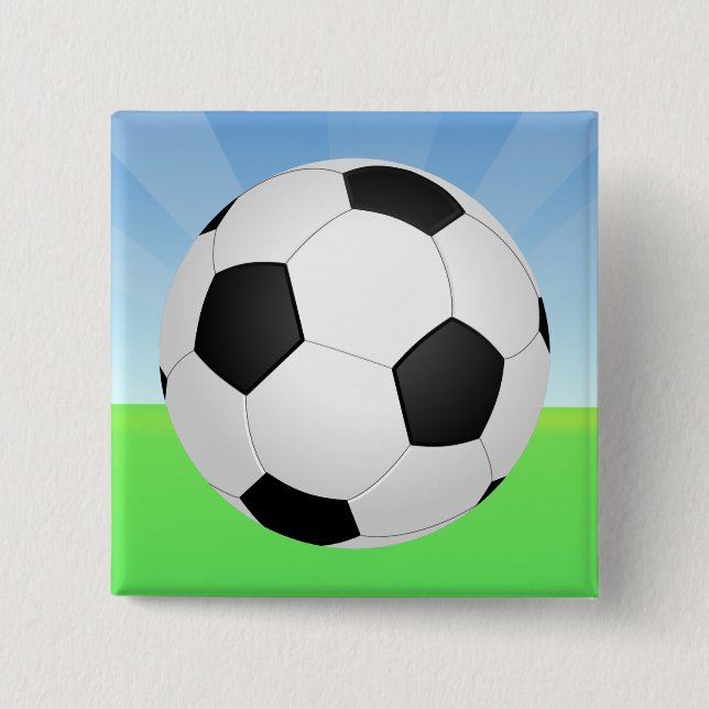 Soccer Ball Sunny Day 2 Inch Square Button (Front)