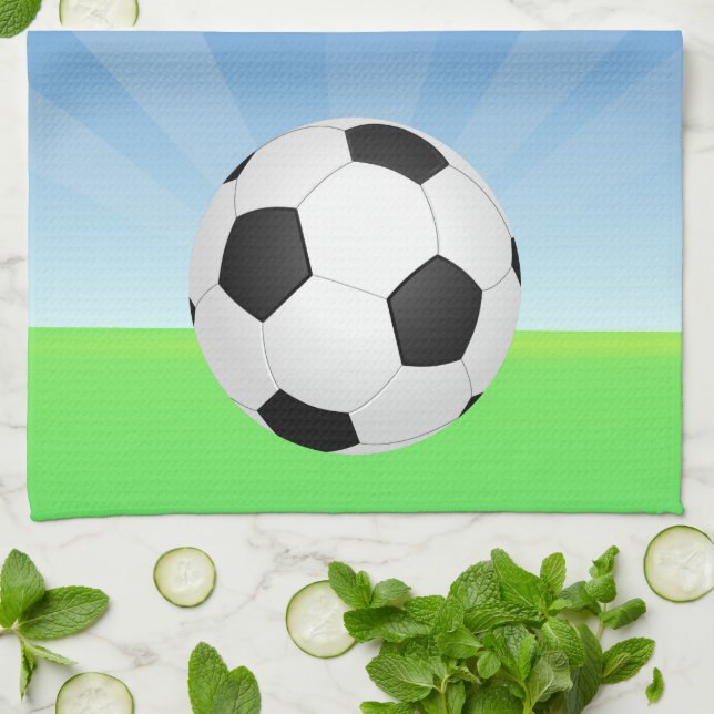 Soccer Ball Sunny Day Kitchen Towel (Folded)