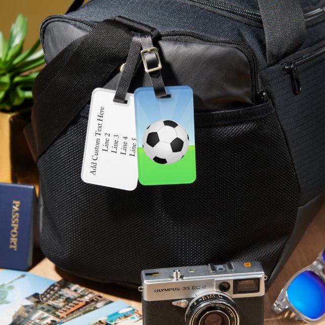 Soccer Ball Sunny Day Luggage Tag (Front & Back)