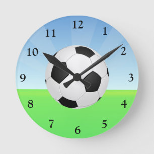 Soccer Ball Sunny Day Round Clock