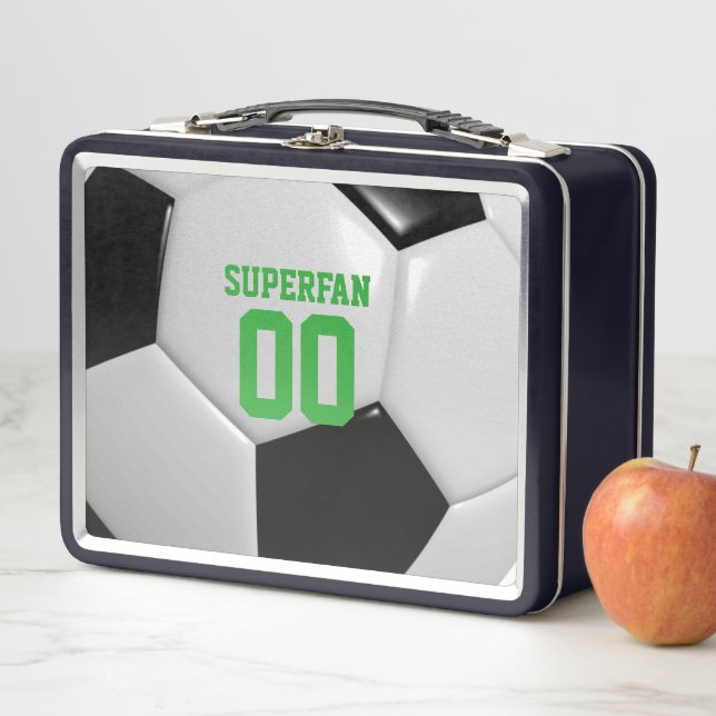 Soccer Ball Super Fan Personalized Metal Lunch Box (In Situ)