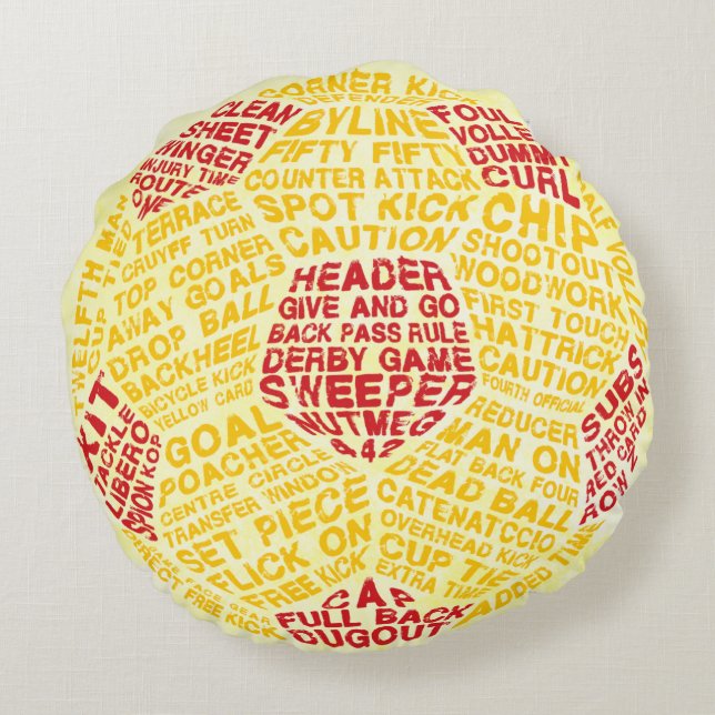 Soccer Ball Typography Calligram Round Pillow (Back)