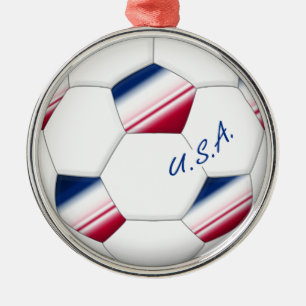 Soccer ball “U.S.A.”. Ball of Soccer of the US Metal Ornament