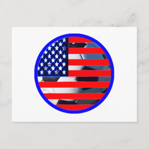 Soccer Ball & USA Flag2 The MUSEUM Zazzle Blue-C Postcard