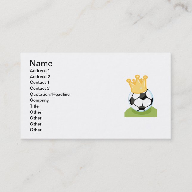 Soccer Ball Wearing Crown T-shirts and Gifts Business Card (Front)