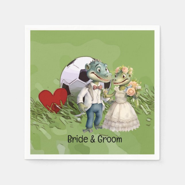 Soccer ball wedding themed  napkin (Front)