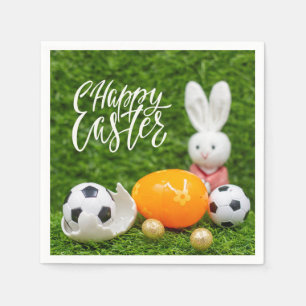 Soccer ball with Eggs Easter Holiday for Player Napkin