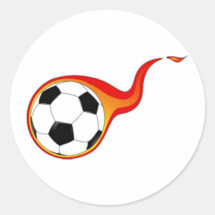 Soccer Ball with Flames Classic Round Sticker