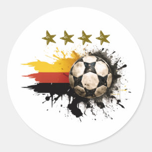 Soccer ball with German Flag and four golden Stars Classic Round Sticker