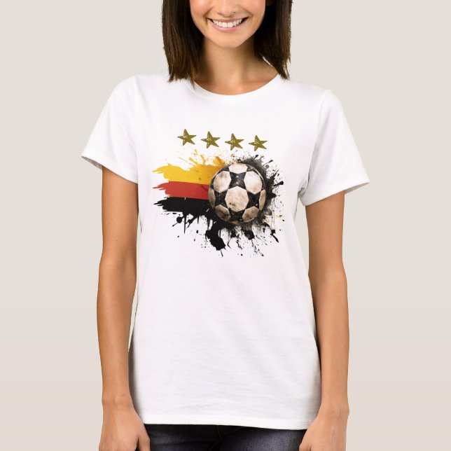 Soccer ball with German Flag and four golden Stars T-Shirt (Front)