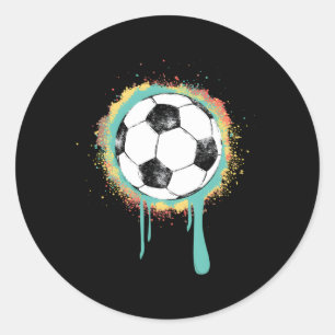 Soccer Ball With Graffiti Paint Classic Round Sticker