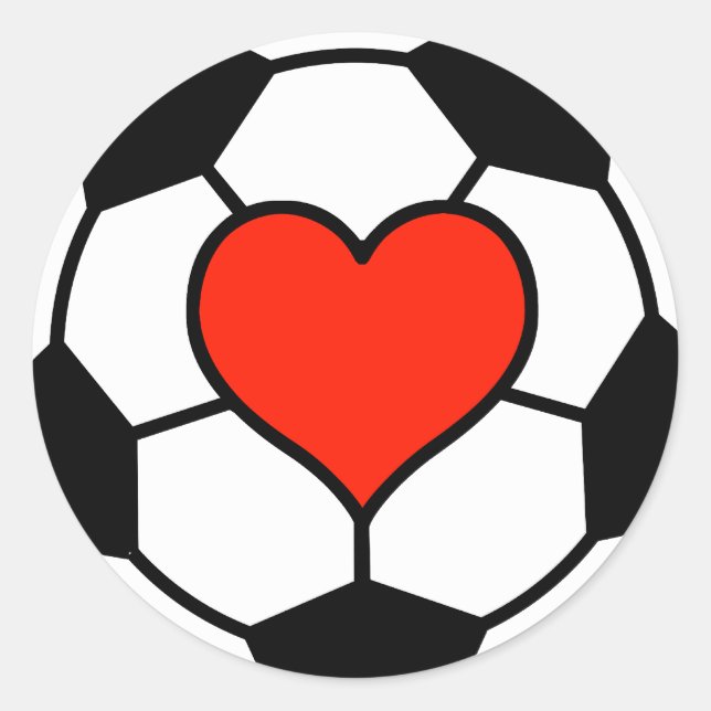 Soccer Ball with Heart Classic Round Sticker (Front)
