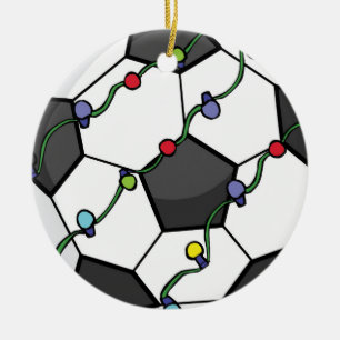 Soccer ball with holiday lights ornament