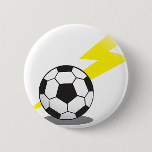 Soccer ball with lightning bolt 2 inch round button