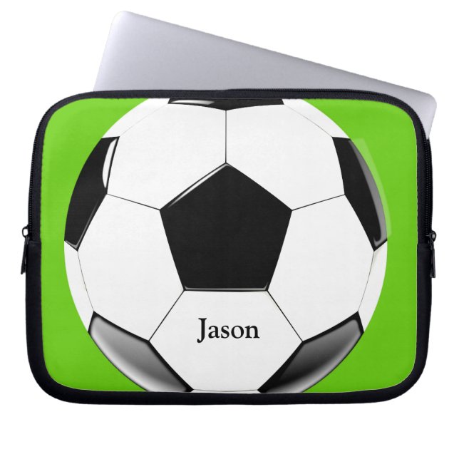 Soccer Ball with Name Laptop Electronics Bag (Front)