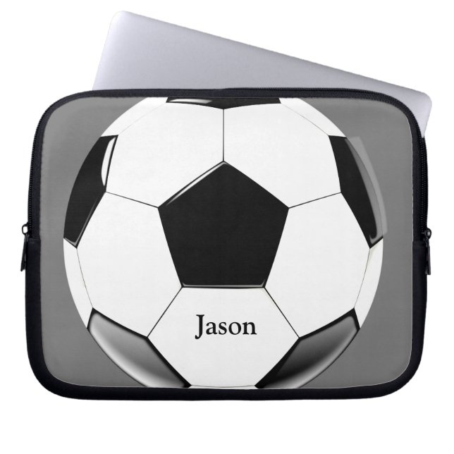 Soccer Ball with Name Laptop Electronics Bag (Front)