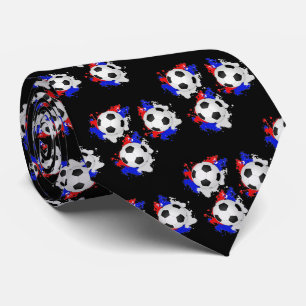 Soccer Ball With Red White Blue Necktie