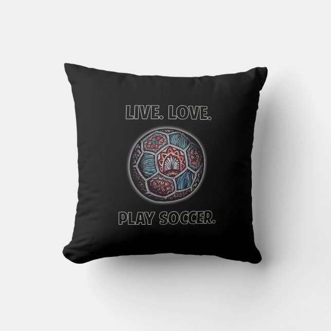 Soccer Ball with Text Throw Pillow (Front)
