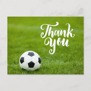 Soccer ball with word Thank you   Postcard