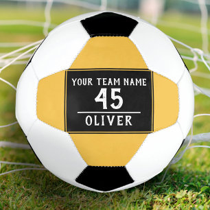 Soccer Ball Yellow Black with Team Name Number