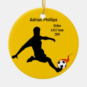 Soccer ball yellow ornament