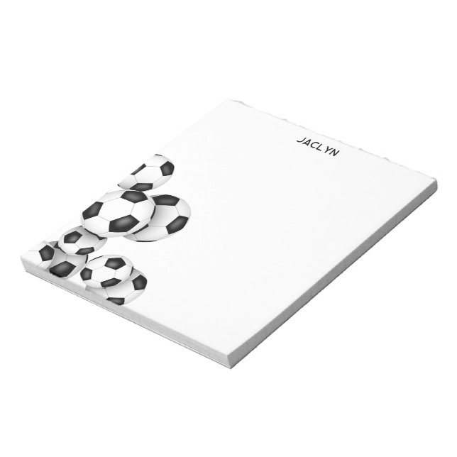 soccer balls accent custom name notepad (Rotated)