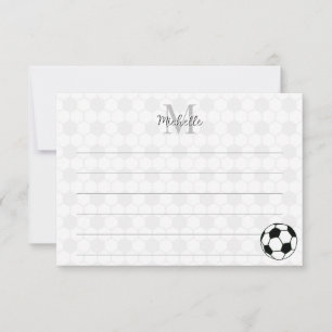 Soccer Balls Black and White Custom Lined Monogram Card