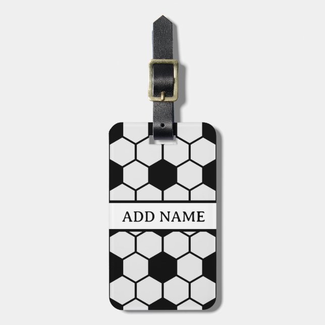 Soccer Balls Black and White Custom Luggage Tag (Front Vertical)