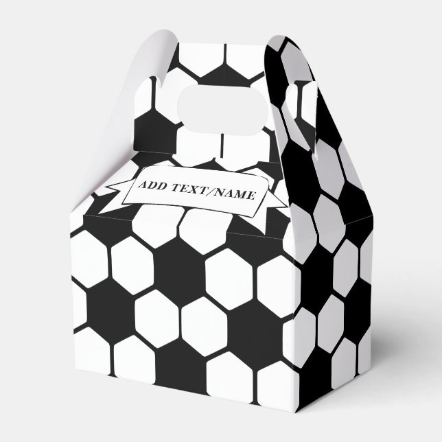 Soccer Balls Black and White Custom Name Favor Box (Front Side)