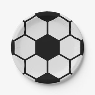 Soccer Balls Black and White Custom Paper Plate