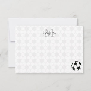 Soccer Balls Black and White Personalized Monogram Card