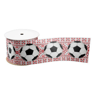 Soccer Balls Christmas Pattern Gift Wrapping Satin Ribbon