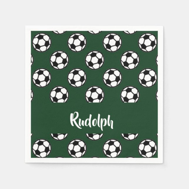 Soccer balls green pattern napkin (Front)