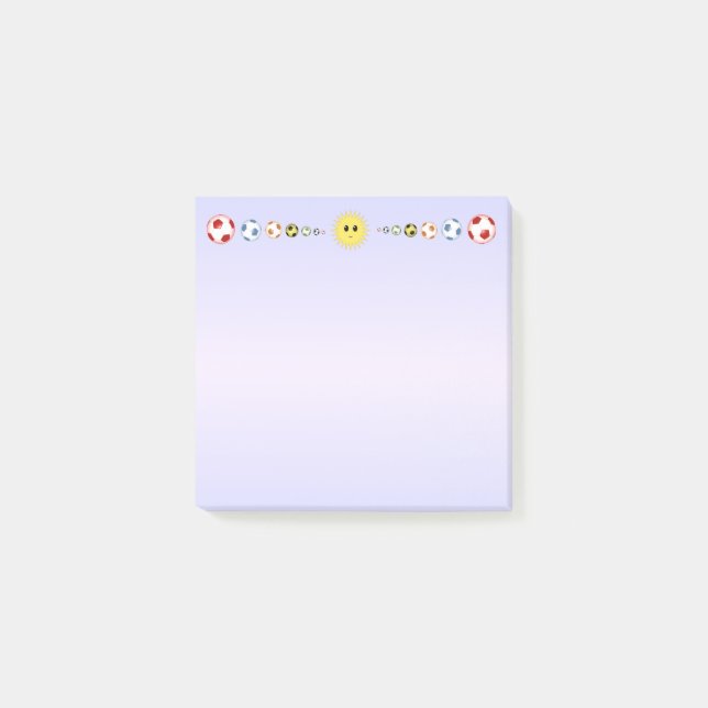 Soccer Balls & Happy Sun Header Post-it Notes (Front)