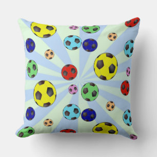 Soccer Balls In Many Colours Throw Pillow