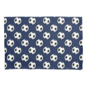 Soccer Balls Navy Blue Pillow Case