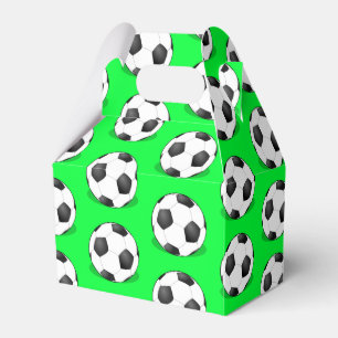 Soccer Balls On A Green Background Favor Box