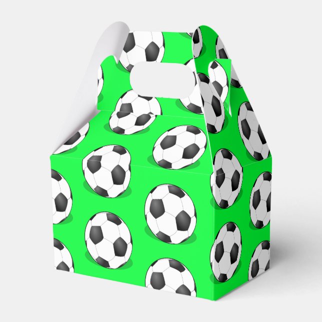 Soccer Balls On A Green Background Favor Box (Front Side)