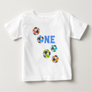 Soccer Balls ONE First Birthday Baby T-Shirt
