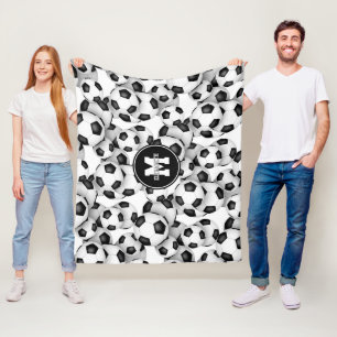 soccer balls pattern kids sports room decor fleece blanket