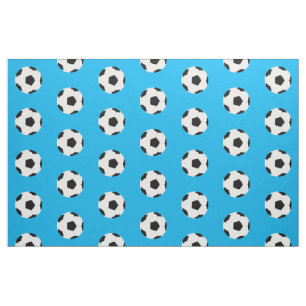 Soccer Balls Pattern on Bright Blue Fabric