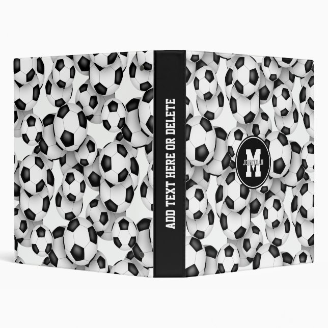 soccer balls pattern personalized kids teens binder (Background)