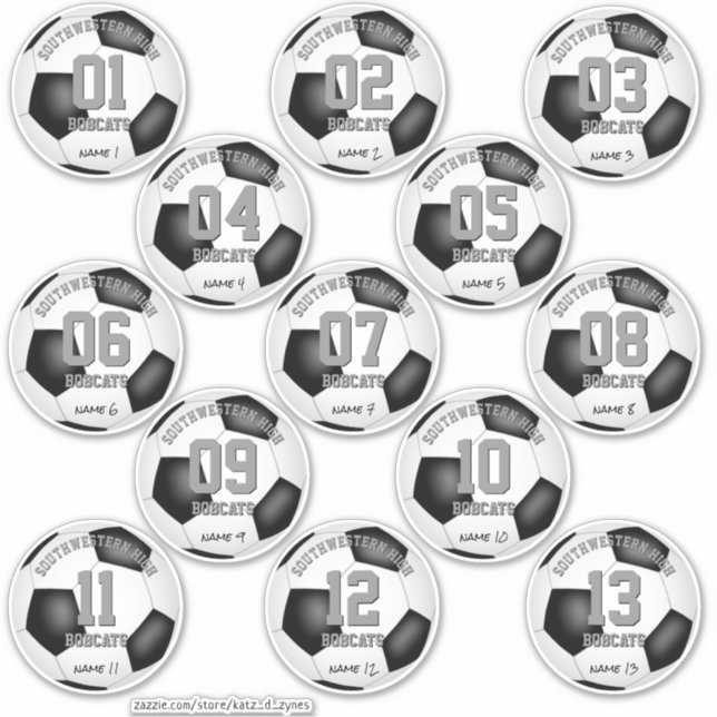 soccer balls set of 13 individually personalized (Front)