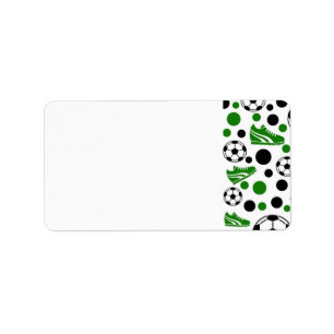 Soccer Balls, Shoes, Polka Dots Label