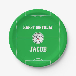 Soccer Balls Soccer Field Personalized Birthday Paper Plate