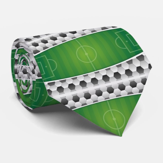 Soccer Balls Soccer Field Print Necktie (Rolled)