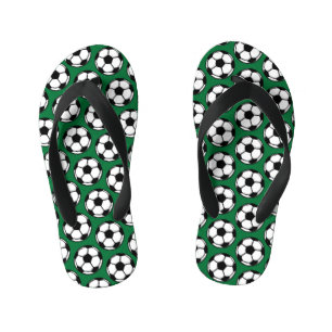 Soccer Balls Sports Green Black White Kids Kid's Flip Flops