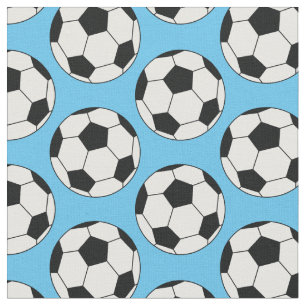 Soccer Balls Sports Light Blue Fabric