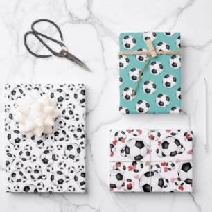 soccer balls sports patterns any occasion wrapping paper sheet